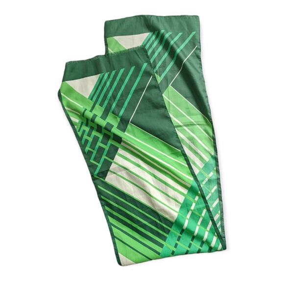 Vintage 70's 80's Sporty Wintergreen Weave Print Oblong Scarf - Picture 1 of 4